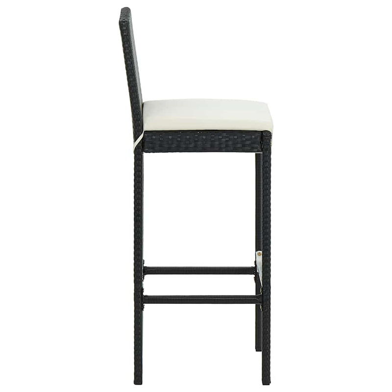 vidaXL 4 db fekete polyrattan kerti bárszék párnával