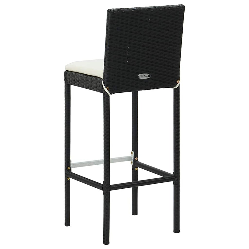 vidaXL 4 db fekete polyrattan kerti bárszék párnával