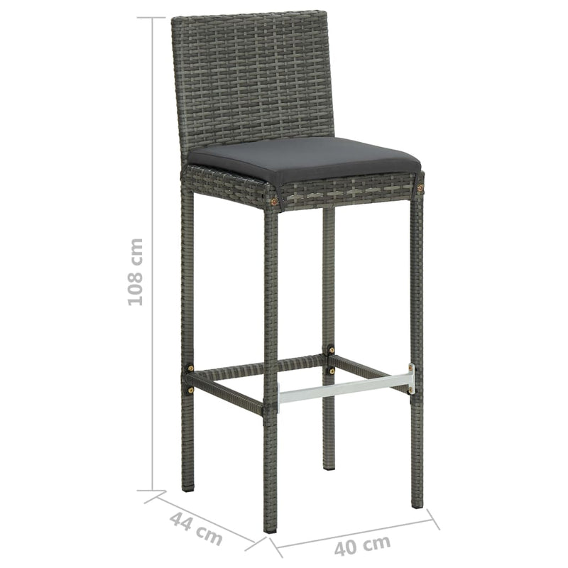 vidaXL 4 db szürke polyrattan kerti bárszék párnával