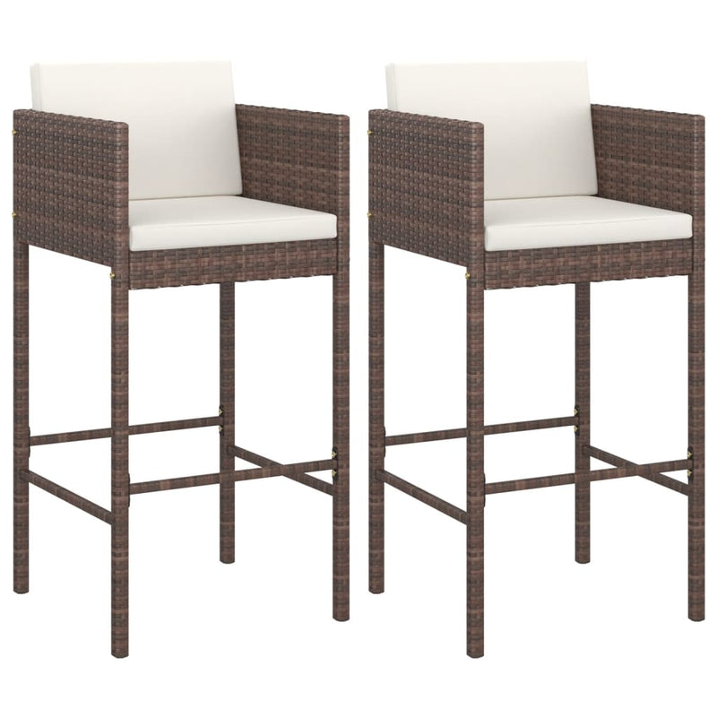 vidaXL 2 db barna polyrattan bárszék párnával