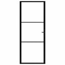 vidaXL fekete ESG üveg és alumínium beltéri ajtó 93 x 201,5 cm