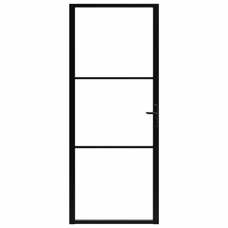 vidaXL fekete ESG üveg és alumínium beltéri ajtó 93 x 201,5 cm