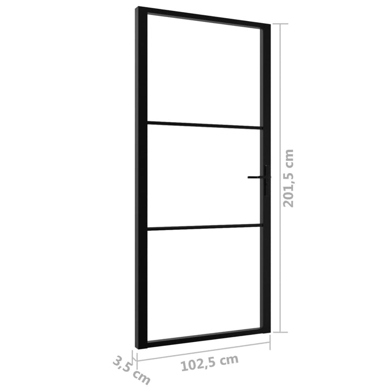 vidaXL fekete ESG üveg és alumínium beltéri ajtó 102,5 x 201,5 cm