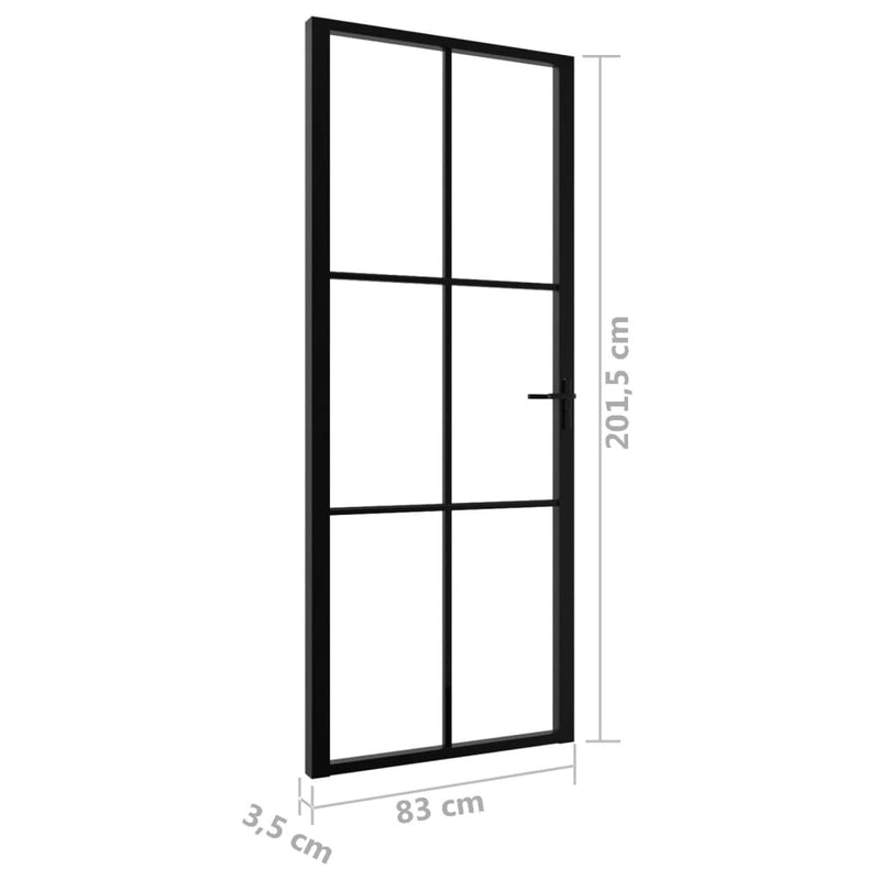 vidaXL fekete ESG üveg és alumínium beltéri ajtó 83 x 201,5 cm