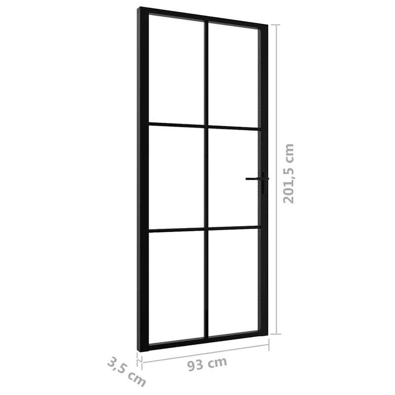 vidaXL fekete ESG üveg és alumínium beltéri ajtó 93 x 201,5 cm