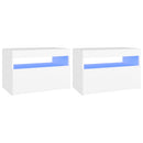 vidaXL 2 db fehér éjjeliszekrény LED-lámpákkal 60x35x40 cm szerelt fa