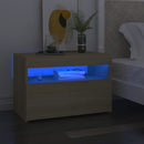 vidaXL sonoma tölgyszínű éjjeliszekrény LED-lámpákkal 60x35x40 cm