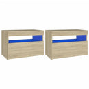 vidaXL 2 db sonoma tölgyszínű éjjeliszekrény LED-lámpákkal 60x35x40 cm