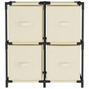 vidaXL acél tárolószekrény 4 krémszínű szövetkosárral 63 x 30 x 71 cm
