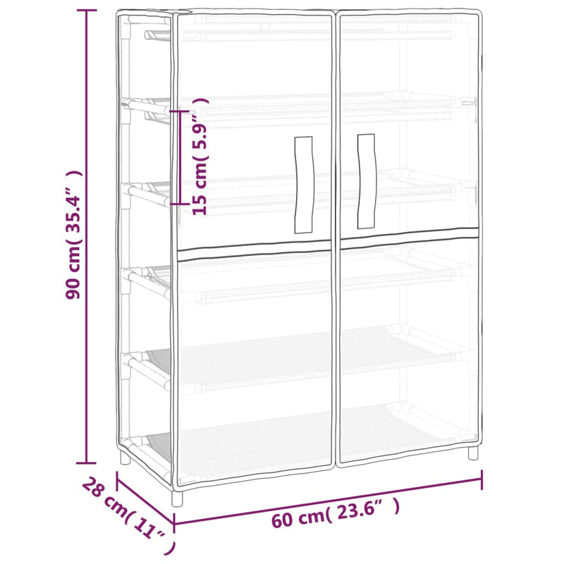 vidaXL fekete szövet cipősszekrény 60 x 28 x 90 cm