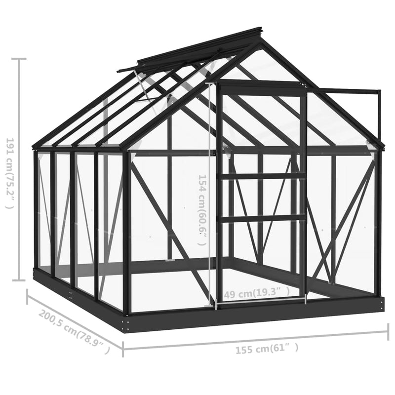 vidaXL antracitszürke alumínium melegház csereváz 155 x 103 x 191 cm