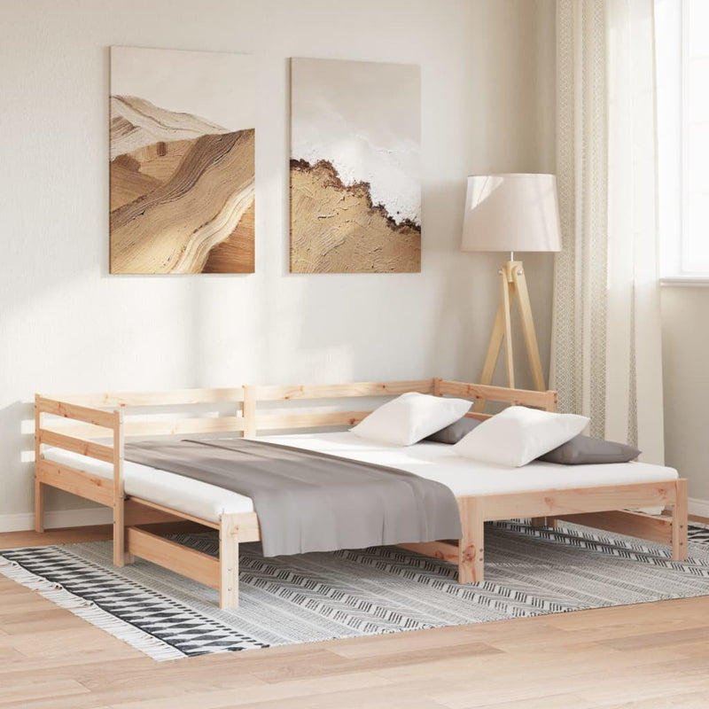 vidaXL tömör fenyőfa kihúzható kanapéágy 2 x (90 x 200) cm