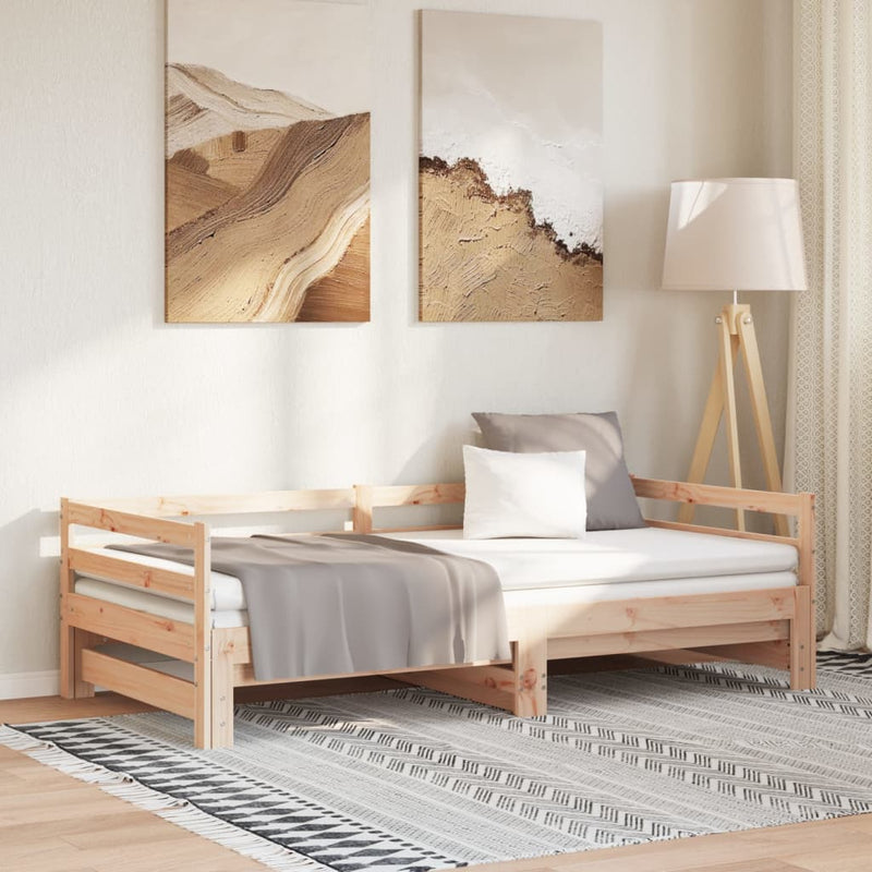 vidaXL tömör fenyőfa kihúzható kanapéágy 2 x (90 x 200) cm