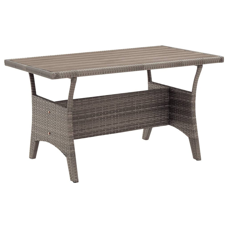 vidaXL szürke polyrattan kerti asztal 120 x 70 x 66 cm