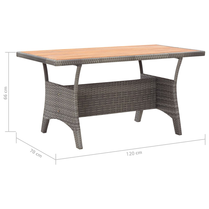 vidaXL szürke tömör akácfa kerti asztal 120 x 70 x 66 cm