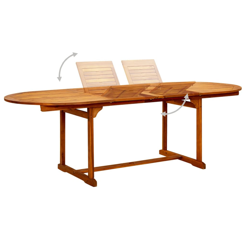 vidaXL tömör akácfa kerti étkezőasztal (150-200) x 100 x 75 cm