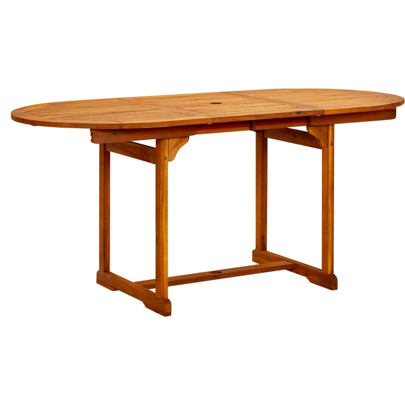 vidaXL tömör akácfa kerti étkezőasztal (120-170) x 80 x 75 cm