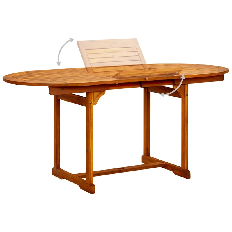 vidaXL tömör akácfa kerti étkezőasztal (120-170) x 80 x 75 cm