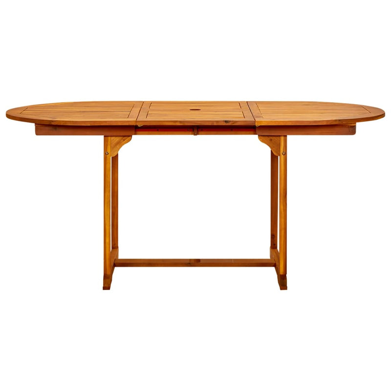 vidaXL tömör akácfa kerti étkezőasztal (120-170) x 80 x 75 cm