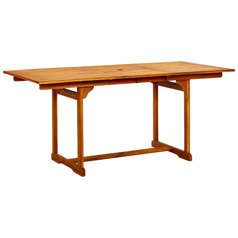 vidaXL tömör akácfa kerti étkezőasztal (120-170) x 80 x 75 cm