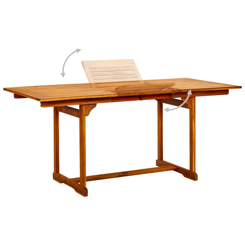 vidaXL tömör akácfa kerti étkezőasztal (120-170) x 80 x 75 cm