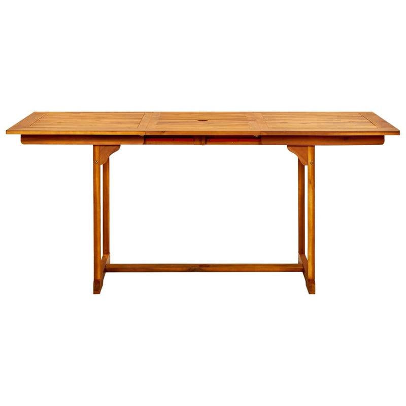 vidaXL tömör akácfa kerti étkezőasztal (120-170) x 80 x 75 cm