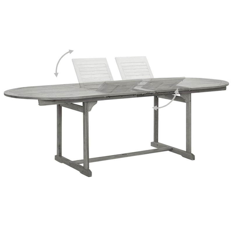 vidaXL tömör akácfa kerti étkezőasztal (160-240) x 100 x 75 cm