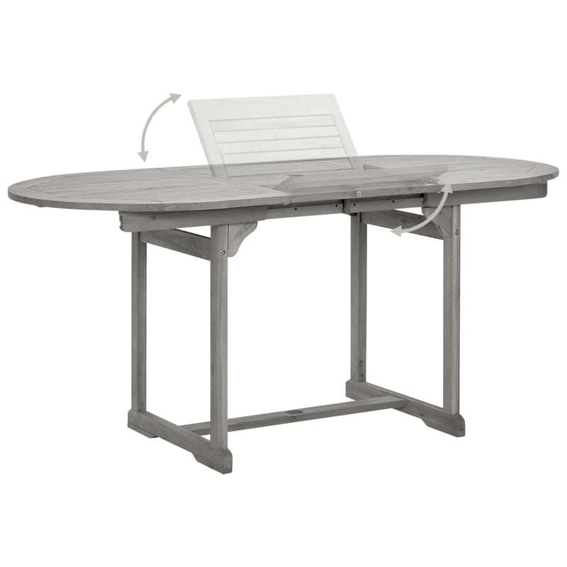 vidaXL tömör akácfa kerti étkezőasztal (120-170) x 80 x 75 cm