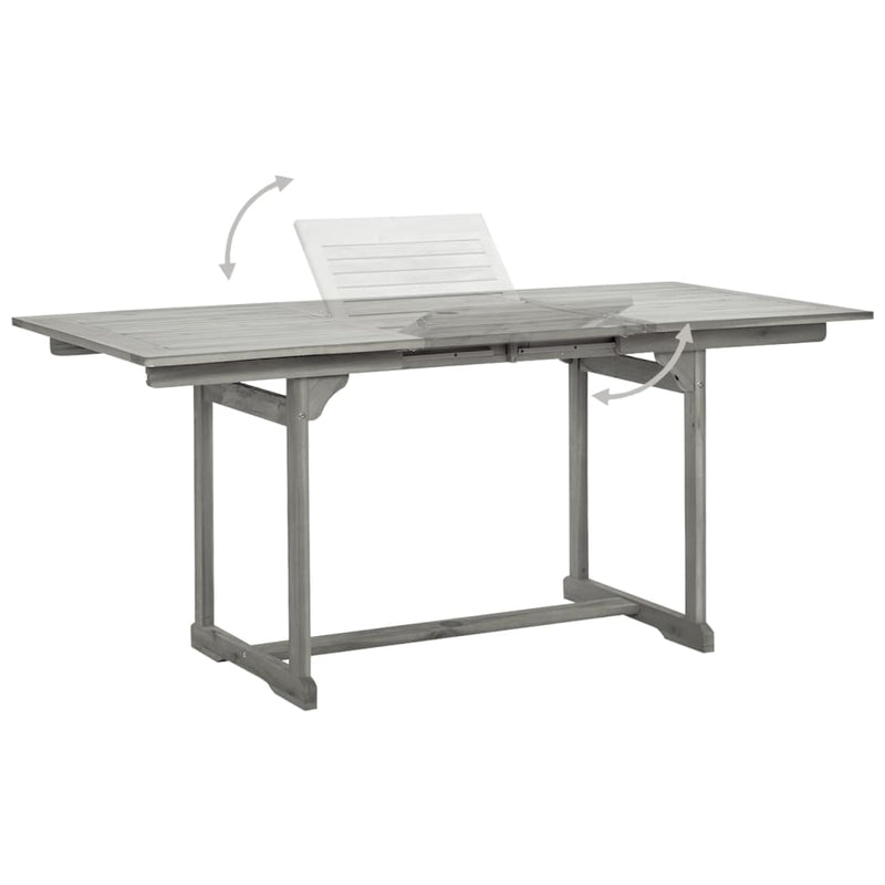 vidaXL tömör akácfa kerti étkezőasztal (120-170) x 80 x 75 cm