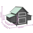 vidaXL szürke-fehér tömör fenyőfa tyúkól 150 x 96 x 110 cm