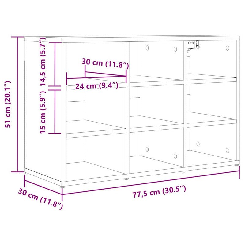 vidaXL Cipőszekrény polcokkal Beton szürke 77.5 x 30 x 51 cm Faanyag