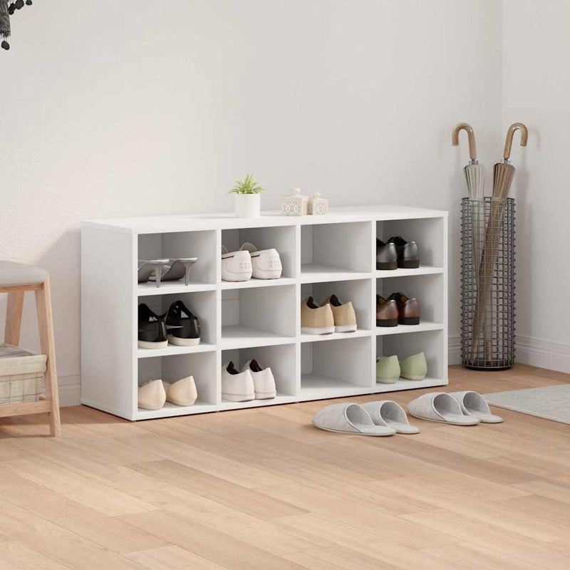 vidaXL Cipőszekrény polcokkal tárolóval Fehér 103 x 30 x 51 cm Faanyag