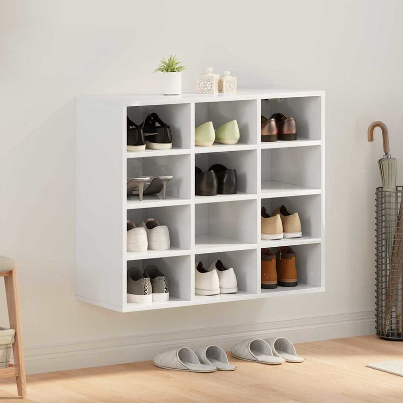vidaXL Cipőszekrény polcokkal Fehér 77.5 x 30 x 67 cm Faanyag