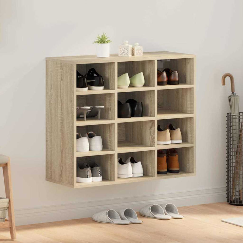 vidaXL Cipőszekrény polcokkal sonoma tölgy 77.5 x 30 x 67 cm Faanyag