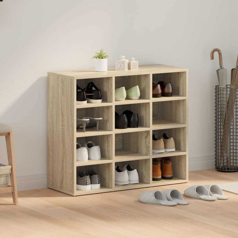 vidaXL Cipőszekrény polcokkal sonoma tölgy 77.5 x 30 x 67 cm Faanyag