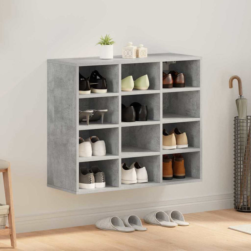 vidaXL Cipőszekrény polcokkal Beton szürke 77.5 x 30 x 67 cm Faanyag