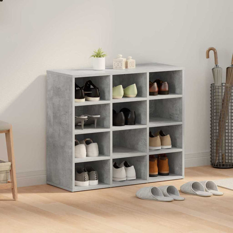 vidaXL Cipőszekrény polcokkal Beton szürke 77.5 x 30 x 67 cm Faanyag