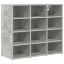 vidaXL Cipőszekrény polcokkal Beton szürke 77,5 x 30 x 67 cm Faanyag