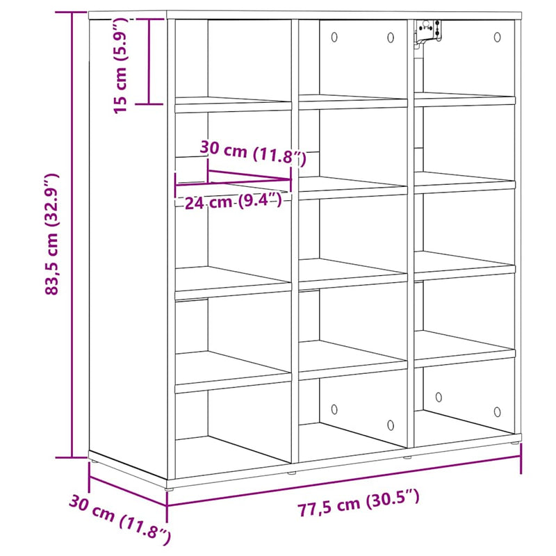 vidaXL Cipőszekrény polcokkal Fehér 77.5 x 30 x 83.5 cm Faanyag