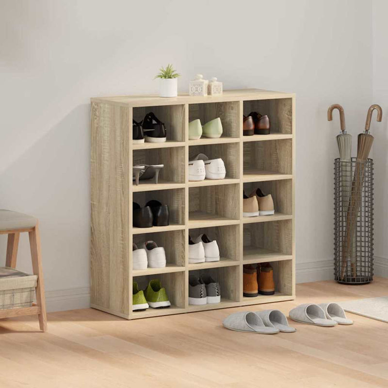 vidaXL Cipőszekrény polcokkal sonoma tölgy 77.5 x 30 x 83.5 cm Faanyag