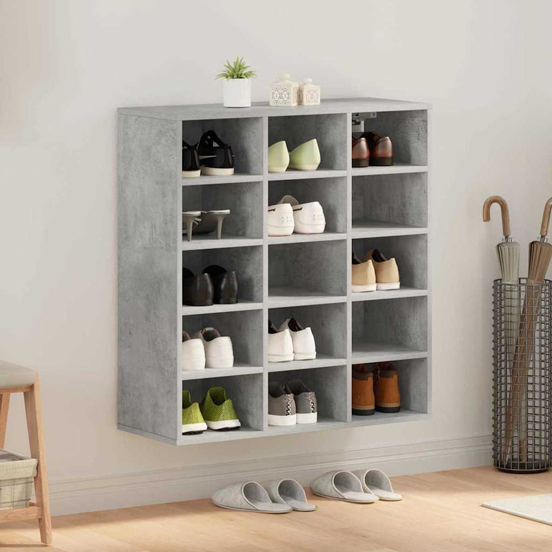 vidaXL Cipőszekrény polcokkal Beton szürke 77.5 x 30 x 83.5 cm Faanyag