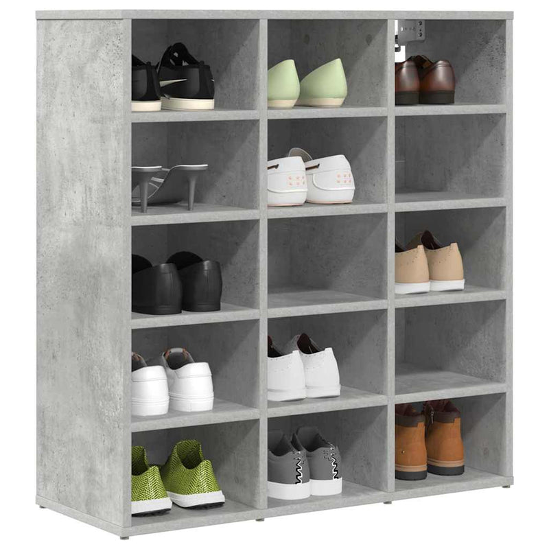 vidaXL Cipőszekrény polcokkal Beton szürke 77.5 x 30 x 83.5 cm Faanyag