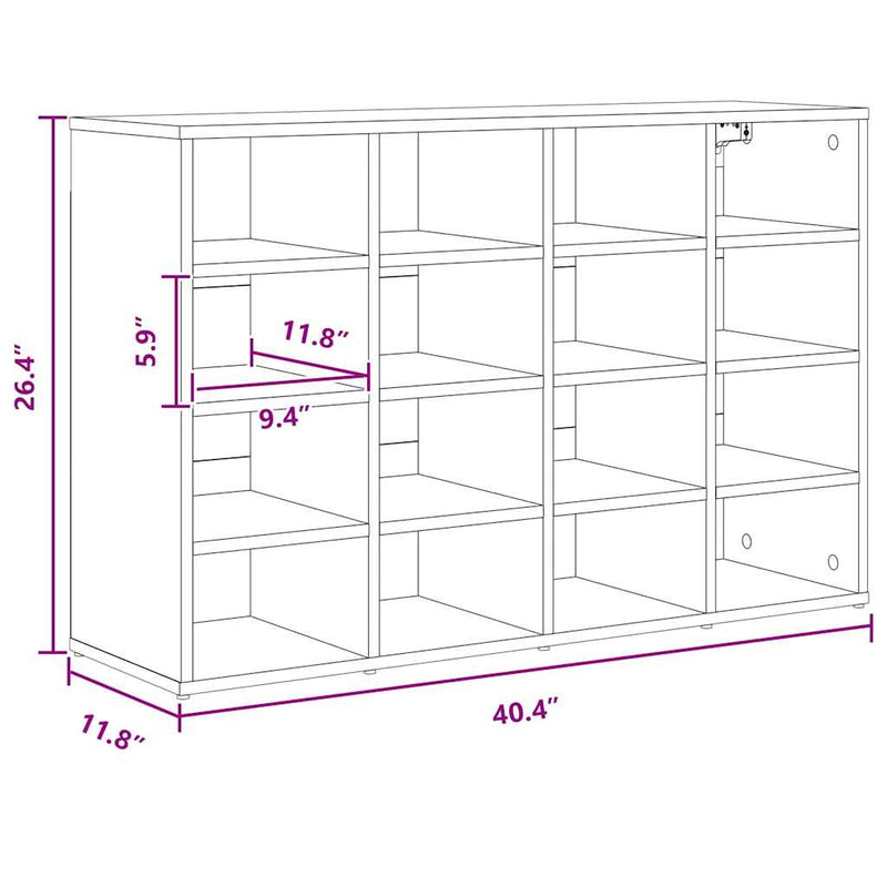 vidaXL Cipőszekrény polcokkal tárolóval Fehér 103 x 30 x 67 cm Faanyag