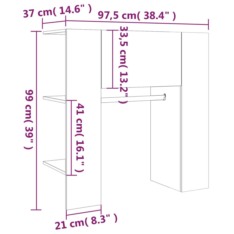 vidaXL sonoma tölgy szerelt fa előszobaszekrény 97,5x37x99 cm