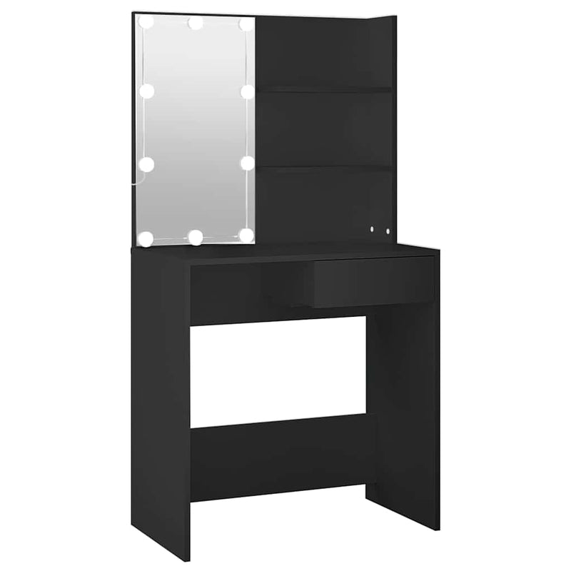 vidaXL fekete fésülködőasztal LED-del 74,5 x 40 x 141 cm