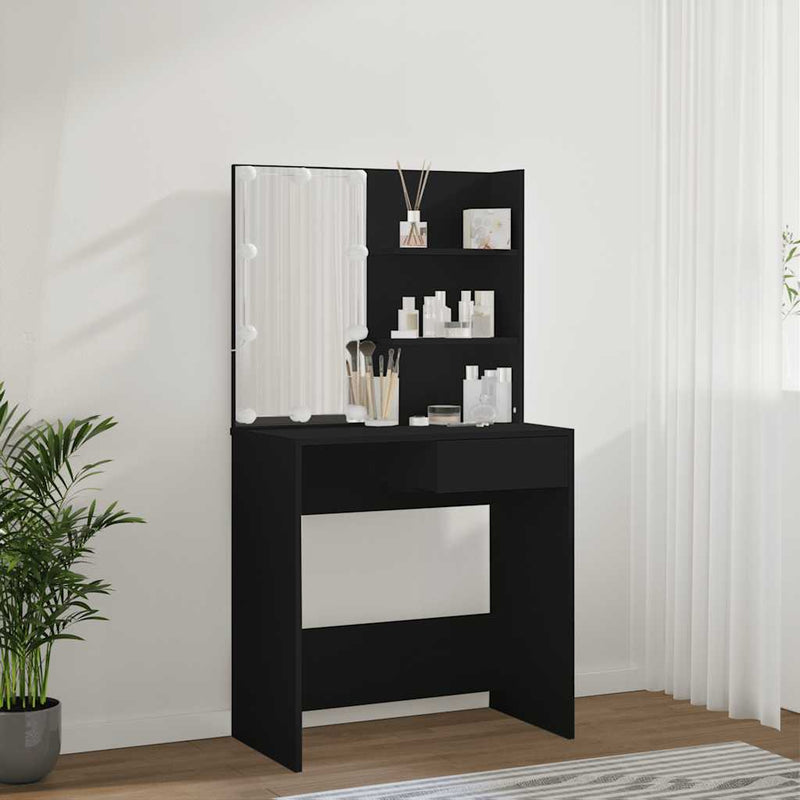 vidaXL fekete fésülködőasztal LED-del 74,5 x 40 x 141 cm