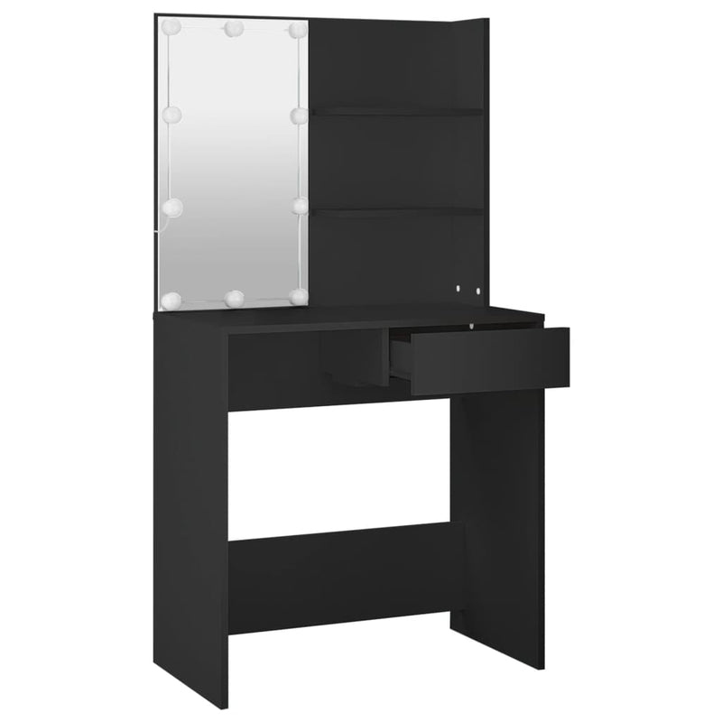vidaXL fekete fésülködőasztal LED-del 74,5 x 40 x 141 cm