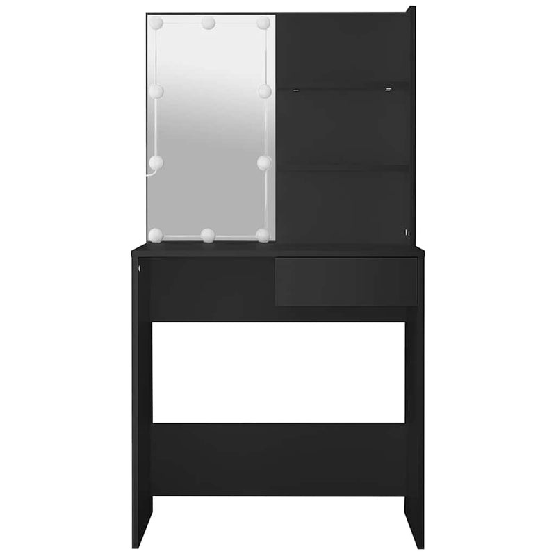 vidaXL fekete fésülködőasztal LED-del 74,5 x 40 x 141 cm