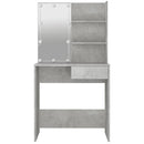 vidaXL betonszürke fésülködőasztal LED-del 74,5 x 40 x 141 cm
