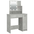 vidaXL betonszürke fésülködőasztal LED-del 86,5 x 35 x 136 cm